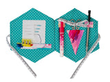 Large Hexagon Sewing Book Kit - Pink / Turq Brush Strokes