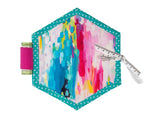 Large Hexagon Sewing Book Kit - Pink / Turq Brush Strokes