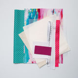 Large Hexagon Sewing Book Kit - Pink / Turq Brush Strokes
