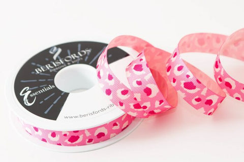 16mm Leopard print pink ribbon