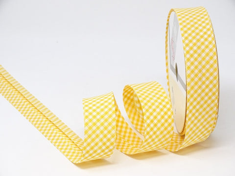 30mm 005 Yellow Gingham Bias Binding