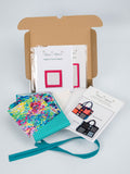 Zipped Bucket Bag Fabric pack & Templates - Turquoise Water Lilies