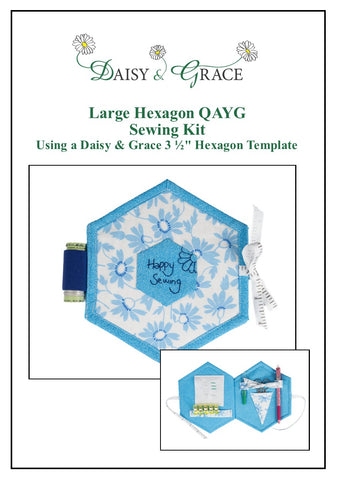 Large Hexagon Sewing Book Kit - Blue Flowers