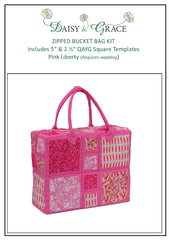Zipped Bucket Bag Kit & Templates - Pink Liberty