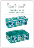 Zipped Tray bag - Aqua Gemstones