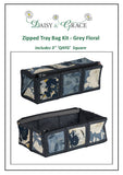 3" Square Tray bag - Grey Floral