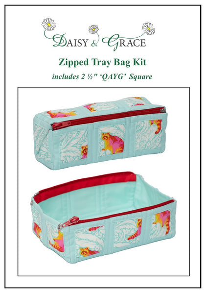 Zipped Tray bag - Tula Pink Racoons- Turquoise