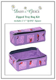 Zipped Tray bag - Tula Pink Racoons- Violet