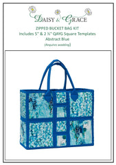 Zipped Bucket Bag Fabric pack & Templates - Abstract Blue
