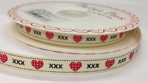 Polka Dot Heart 9mm Ivory (3mtr)