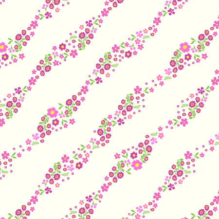 Meadowland - Follow The Flowers - Pink Fabric