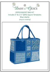 Zipped Bucket Bag Kit & Templates - Blue Liberty