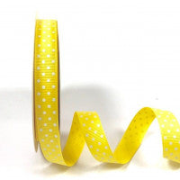 16mm Grosgrain Ribbon Yellow with White Polka Dots