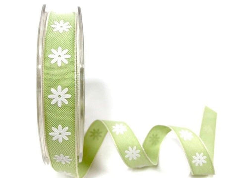 15mm Lime Daisy print ribbon