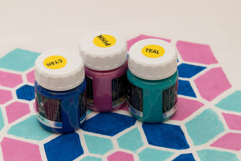 Fabric Paints- Cyan, Metalic Pink & Teal  collection