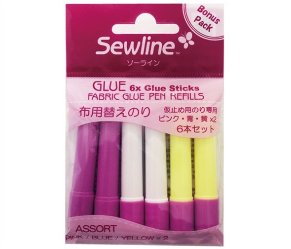 Water soluble Glue Pen refill- 6 pack Pink, Yellow & blue